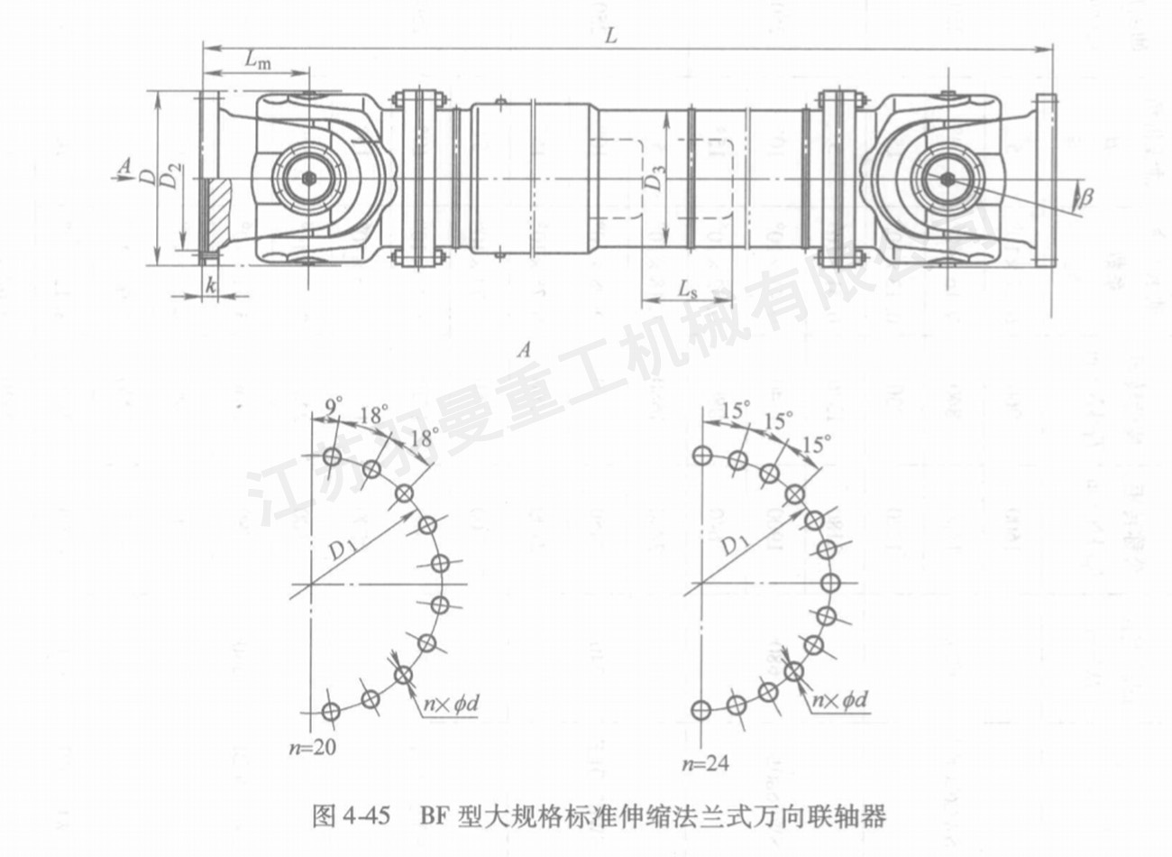 BF型大规格标准伸缩法兰式万向联轴器