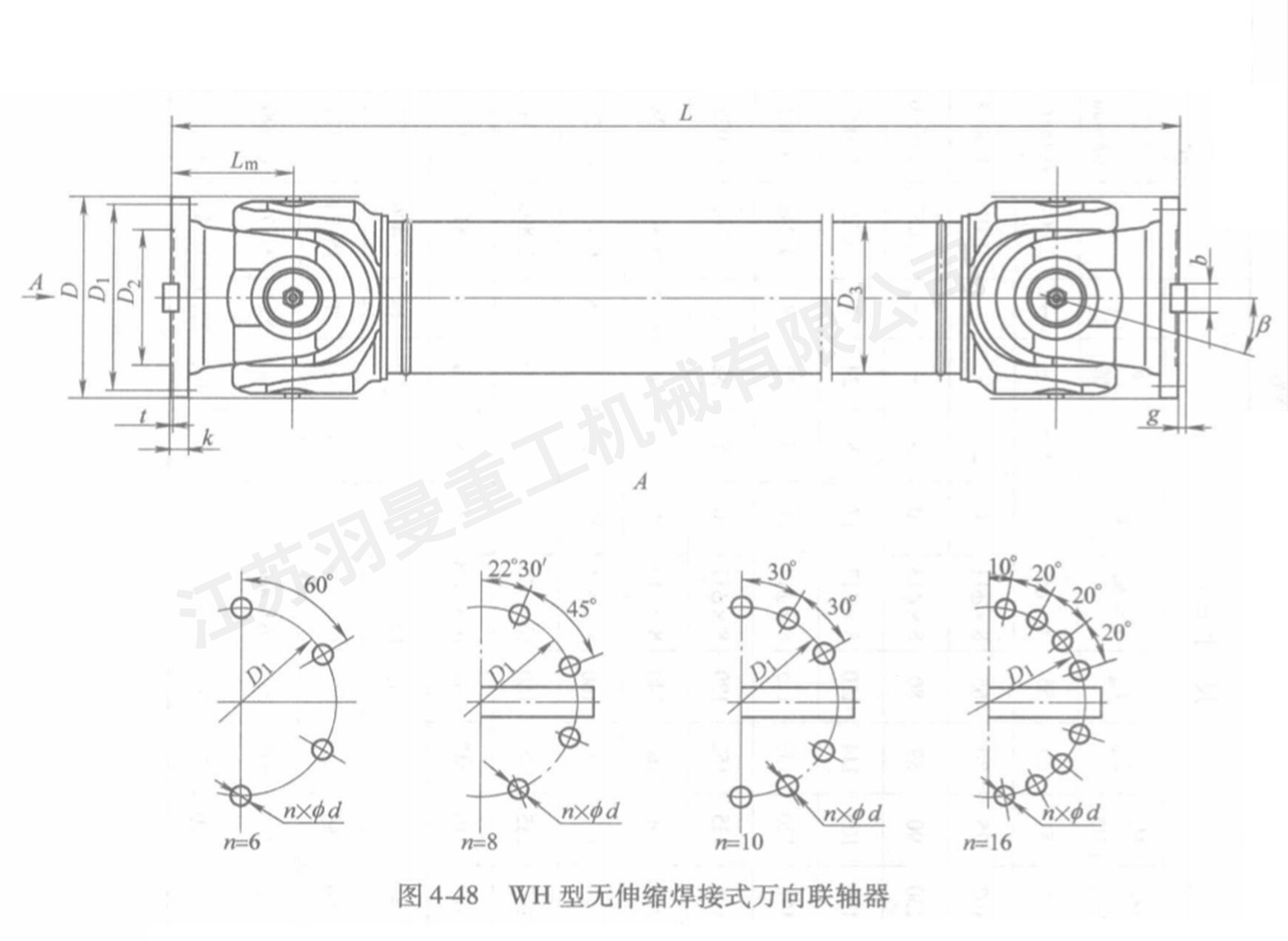 WH型无伸缩焊接式万向联轴器