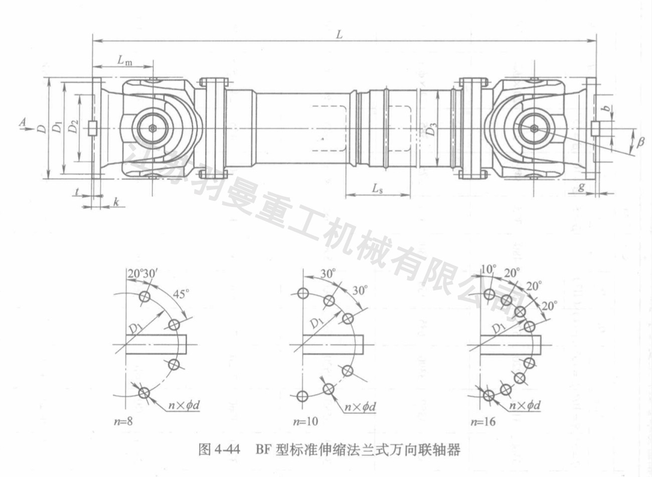 BF型标准伸缩法兰式万向联轴器
